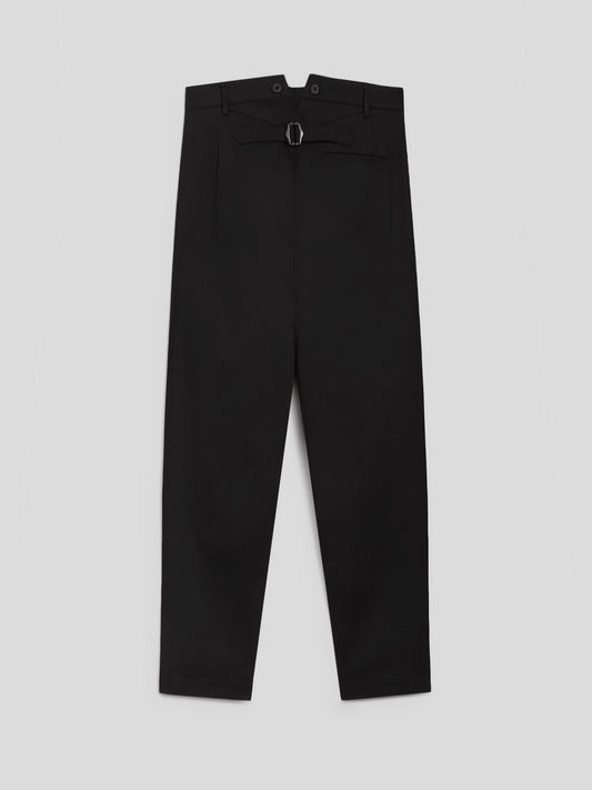 RELAXED-FIT TROUSERS IN BLACK COTTON - BLACK - Men′s Bottomwear | Pence 1979