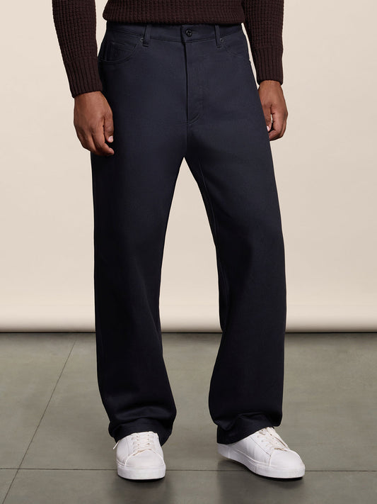 PANTALONE IN DENIM CARBONE CON TASCHE POSTERIORI A PATTINA BAGGY FIT - CARBONE - Abbigliamento Uomo | Pence 1979