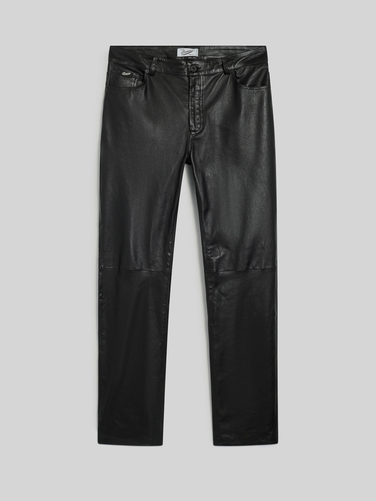 PANTALONE 5 TASCHE DA UOMO SLIM FIT IN PELLE D'AGNELLO COLORE NERO