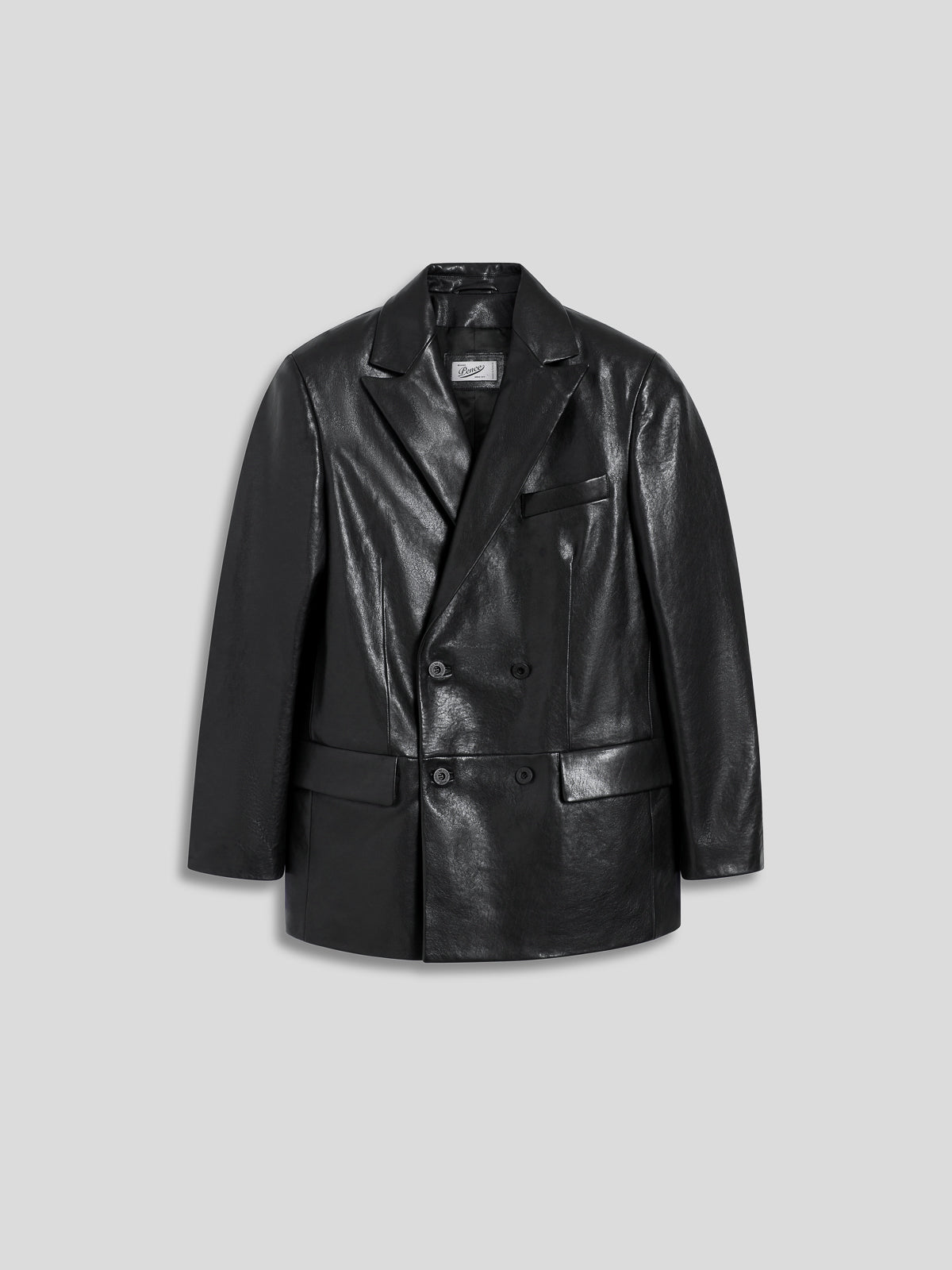 BLAZER DOPPIOPETTO DA UOMO REVERS LANCIA REGULAR FIT IN PELLE D'AGNELLO COLORE NERO