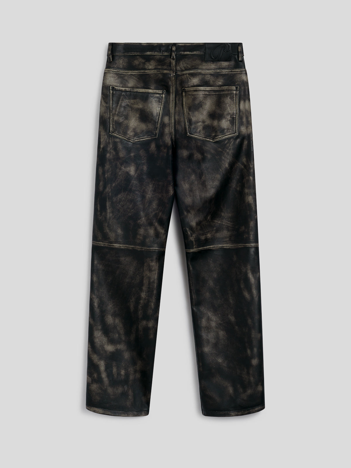 PANTALONE 5 TASCHE DA UOMO LOOSE FIT IN PELLE D'AGNELLO- TRATTAMENTO USED COLORE NERO