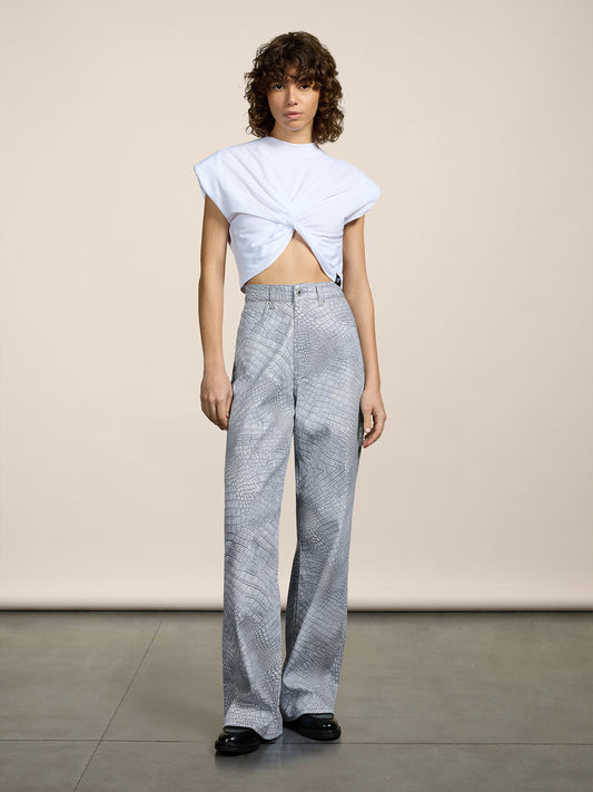 PANTALONE 5 TASCHE - GRIGIO STAMPA COCCO - Abbigliamento Donna | Pence 1979