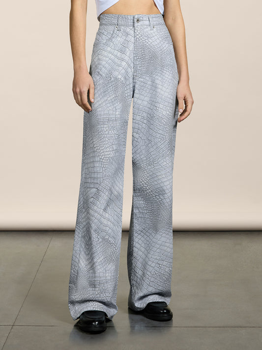 PANTALONE 5 TASCHE - GRIGIO STAMPA COCCO - Abbigliamento Donna | Pence 1979