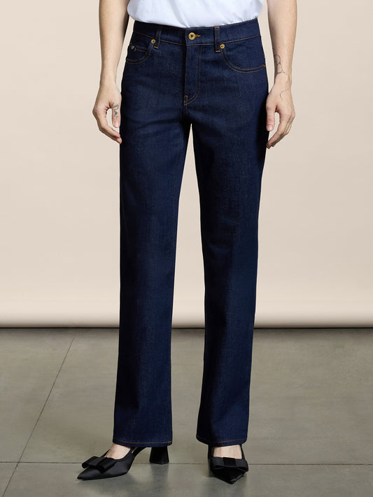 PANTALONE 5 TASCHE DA DONNA IN DENIM COMFORT BLU  REGULAR FIT - DARK DENIM BLUE  - Abbigliamento Donna | Pence 1979