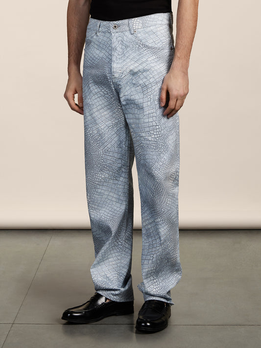 PANTALONE 5 TASCHE - GRIGIO STAMPA COCCO - Abbigliamento Uomo | Pence 1979