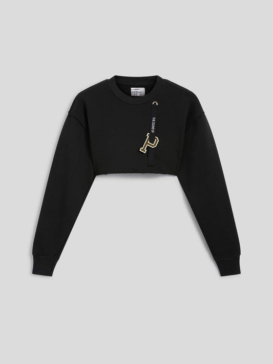 FELPA CROPPED - NERO - Abbigliamento Donna | Pence 1979
