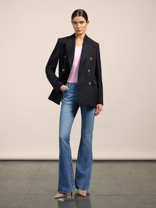 PANTALONE A ZAMPA - BLU CHIARO - Abbigliamento Donna | Pence 1979