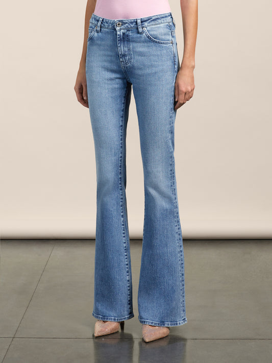 PANTALONE A ZAMPA - BLU CHIARO - Abbigliamento Donna | Pence 1979