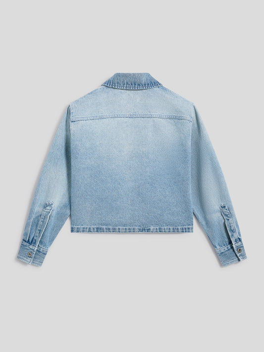 OVERSHIRT BOXY REGULAR FIT IN COTONE BLU CHIARO CON TASCA - BLU CHIARO - Abbigliamento Donna | Pence 1979