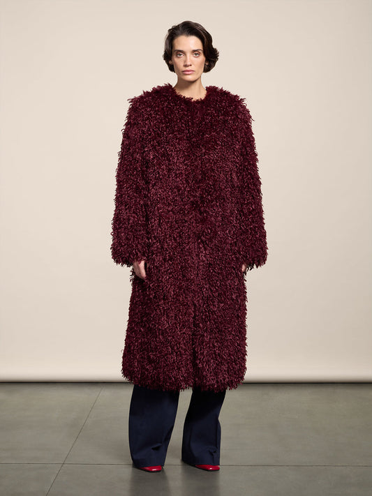 CAPPOTTO GIROCOLLO IN ECOPELLICCIA PORPORA REGULAR FIT - PORPORA - Check Active | Pence 1979