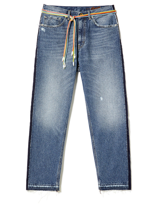 Cinque tasche oversize boyfriend a vita alta - Blu - Abbigliamento Donna | Pence 1979