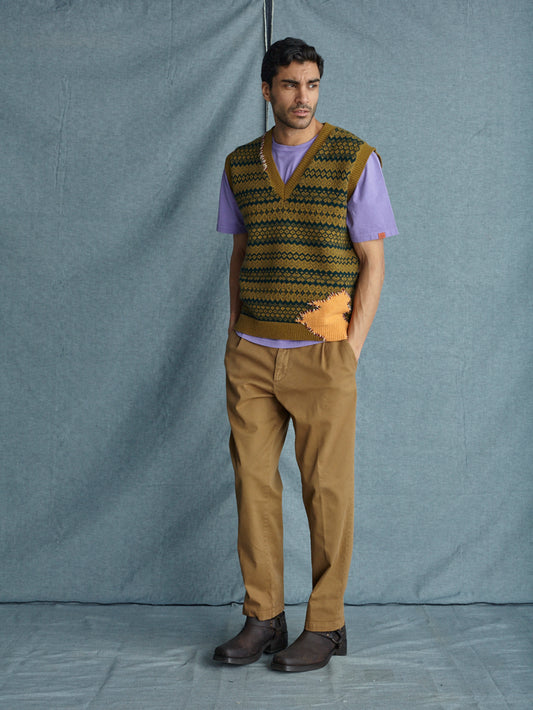 GILET IN LANA CON INTARSIO