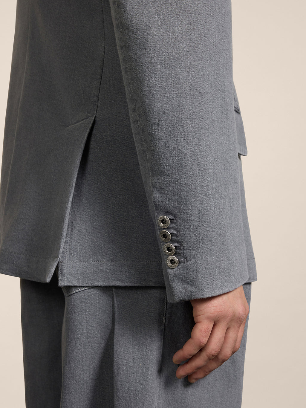 REGULAR-FIT DOUBLE-BREASTED JACKET IN GREY COMFORT DENIM - LONDON GREY - Men′s Blazers | Pence 1979