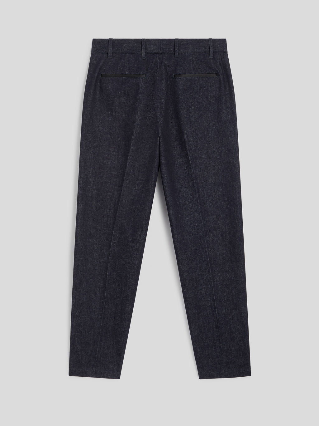 REGULAR-FIT CHINOS IN DARK BLUE COMFORT DENIM WITH SATIN DETAILS - NIGHT BLUE - Men′s Bottomwear | Pence 1979