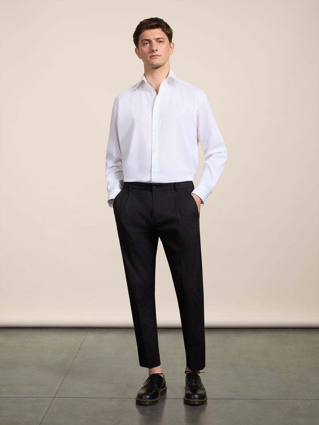 REGULAR-FIT CHINO TROUSERS IN BLACK COMFORT DENIM - DEEP BLACK - Men′s Bottomwear | Pence 1979