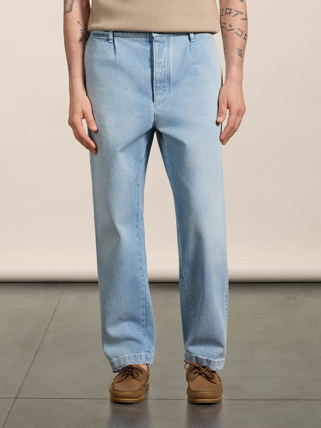 RELAXED FIT TROUSERS IN LIGHT BLUE COTTON - LIGHT BLUE - Men′s Bottomwear | Pence 1979