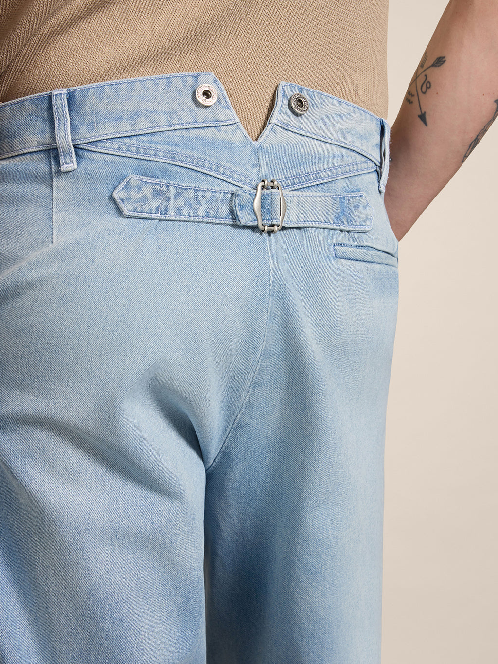 RELAXED FIT TROUSERS IN LIGHT BLUE COTTON - LIGHT BLUE - Men′s Bottomwear | Pence 1979