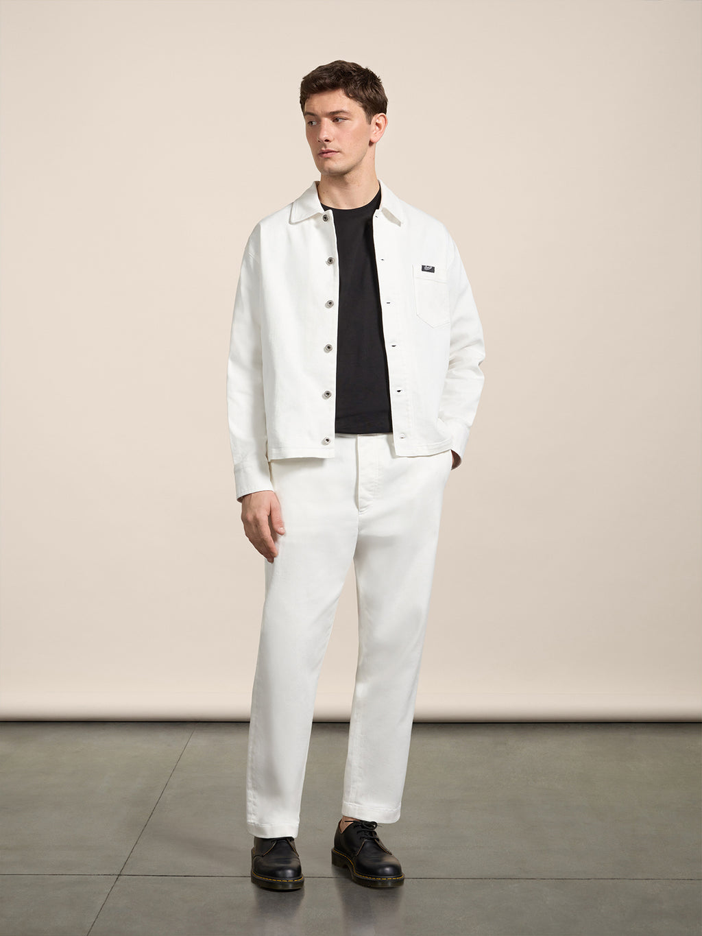 RELAXED-FIT TROUSERS IN WHITE COTTON - PURE WHITE - Men′s Bottomwear | Pence 1979