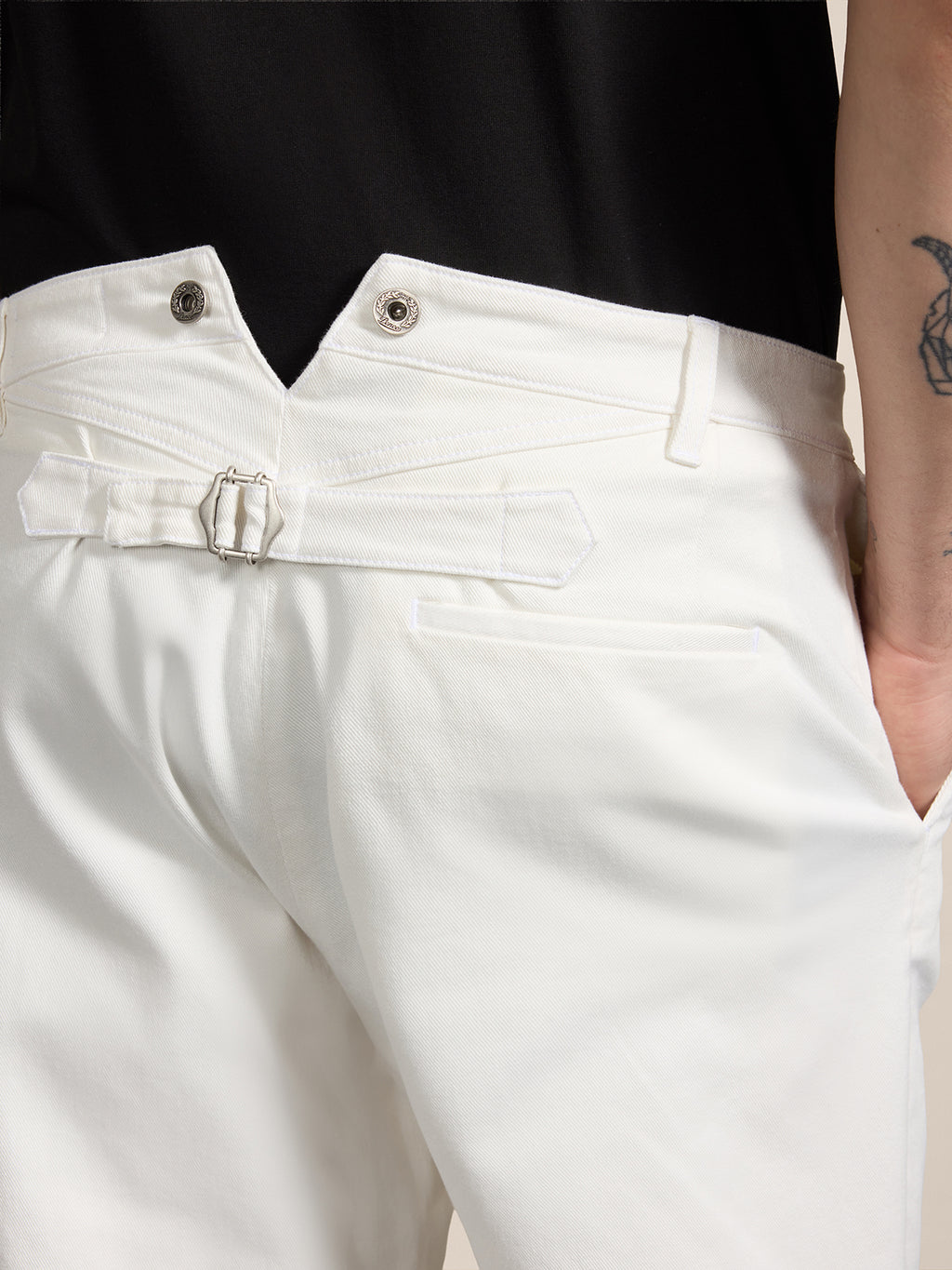 RELAXED-FIT TROUSERS IN WHITE COTTON - PURE WHITE - Men′s Bottomwear | Pence 1979