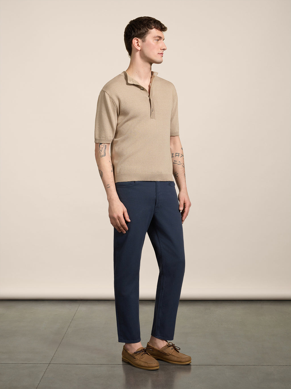 PANTALONE CARROT FIT IN COTONE TENCEL BLU SCURO - BLU SCURO - Abbigliamento Uomo | Pence 1979
