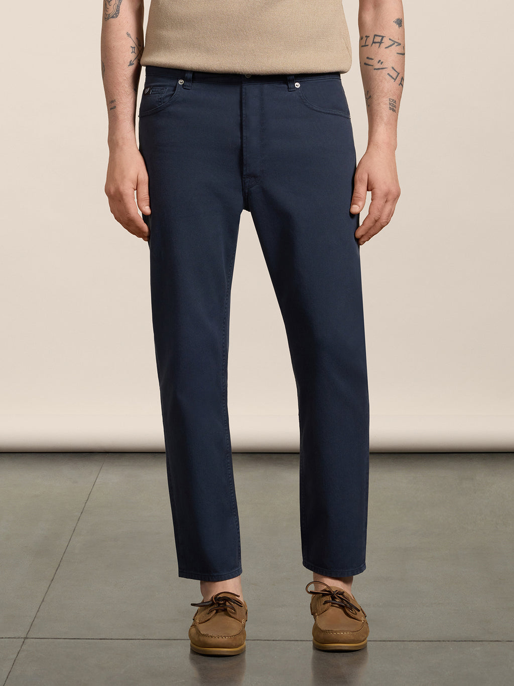 PANTALONE CARROT FIT IN COTONE TENCEL BLU SCURO - BLU SCURO - Abbigliamento Uomo | Pence 1979