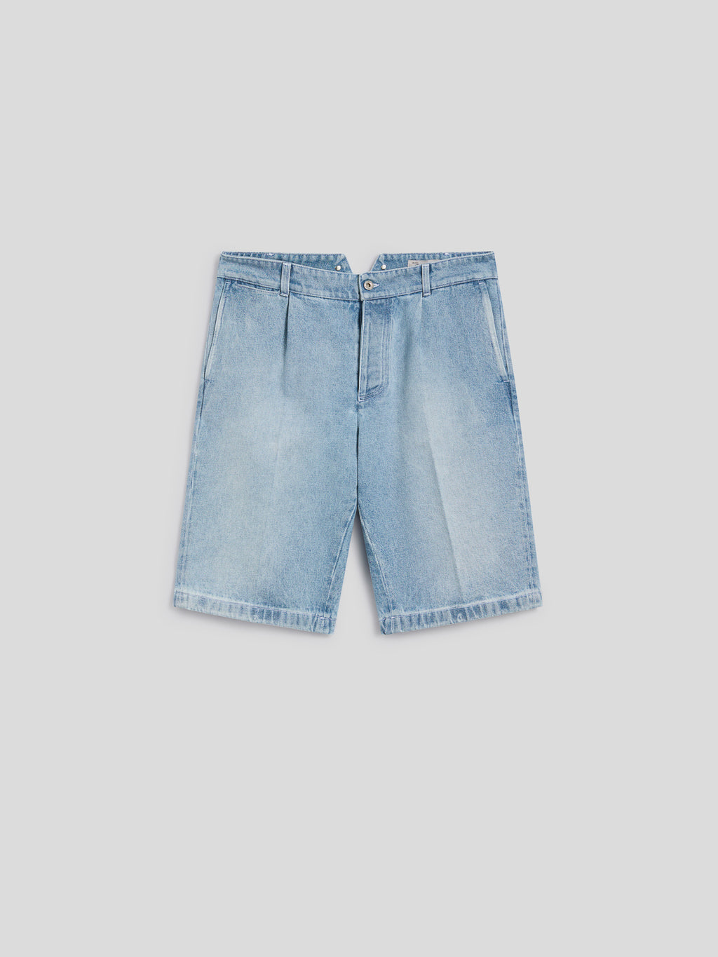 RELAXED-FIT BERMUDA SHORTS IN LIGHT BLUE DENIM WITH WORKER DETAILS - LIGHT BLUE - Men′s Bottomwear | Pence 1979