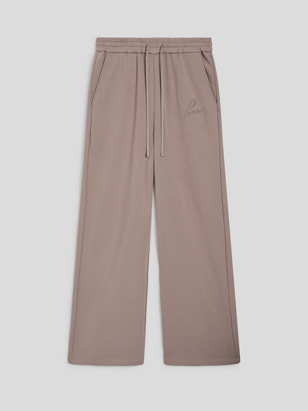 PANTALONE LOOSE FIT IN FELPA DI COTONE TORTORA CON RICAMO - TORTORA - Abbigliamento Donna | Pence 1979