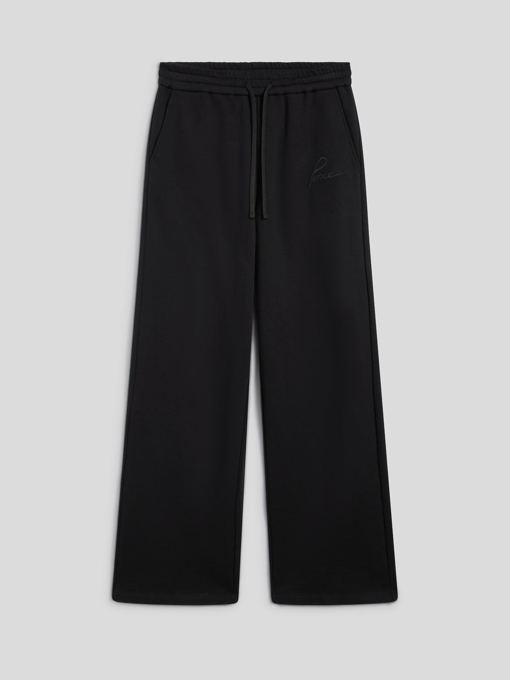 LOOSE-FIT TROUSERS IN BLACK COTTON FLEECE WITH EMBROIDERY - BLACK - Men′s Bottomwear | Pence 1979