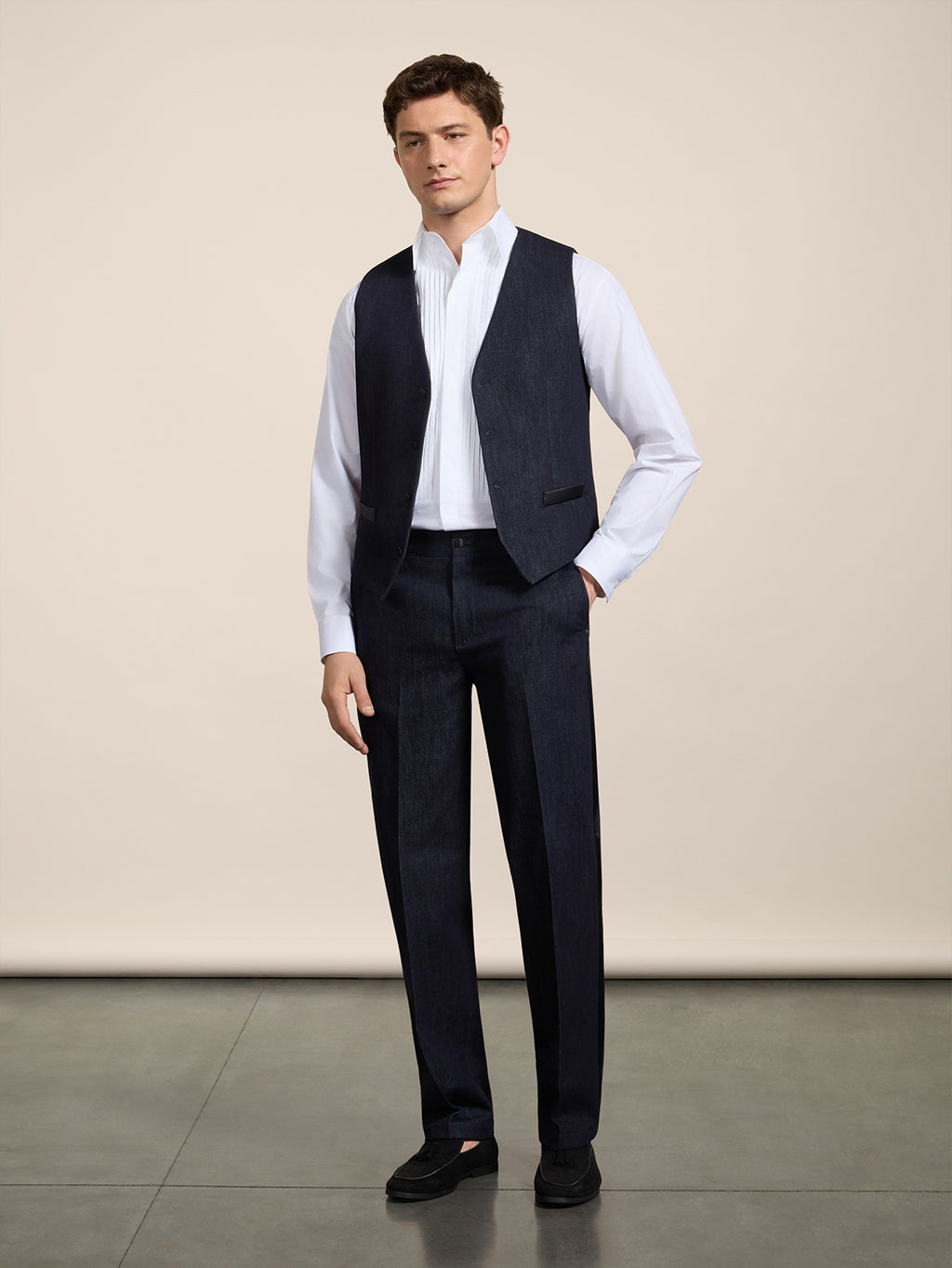 CAMICIA REGULAR FIT IN COTONE BIANCO CON PLASTRON TUXEDO - BIANCO OTTICO - Abbigliamento Uomo | Pence 1979