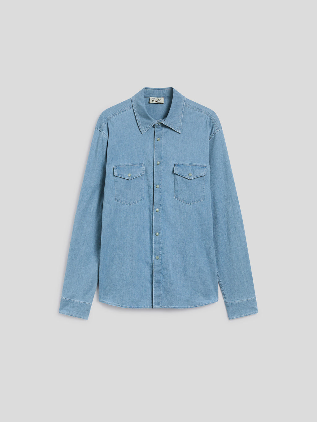 REGULAR-FIT SHIRT IN LIGHT MEDIUM BLUE COMFORT DENIM WITH POCKETS - MEDIUM LIGHT BLUE  - Men′s Clothing  | Pence 1979