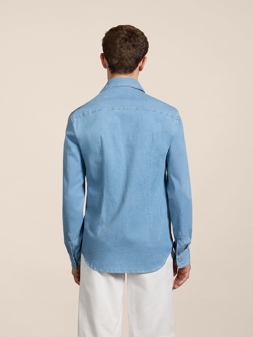 REGULAR-FIT SHIRT IN LIGHT MEDIUM BLUE COMFORT DENIM WITH POCKETS - MEDIUM LIGHT BLUE  - Men′s Clothing  | Pence 1979
