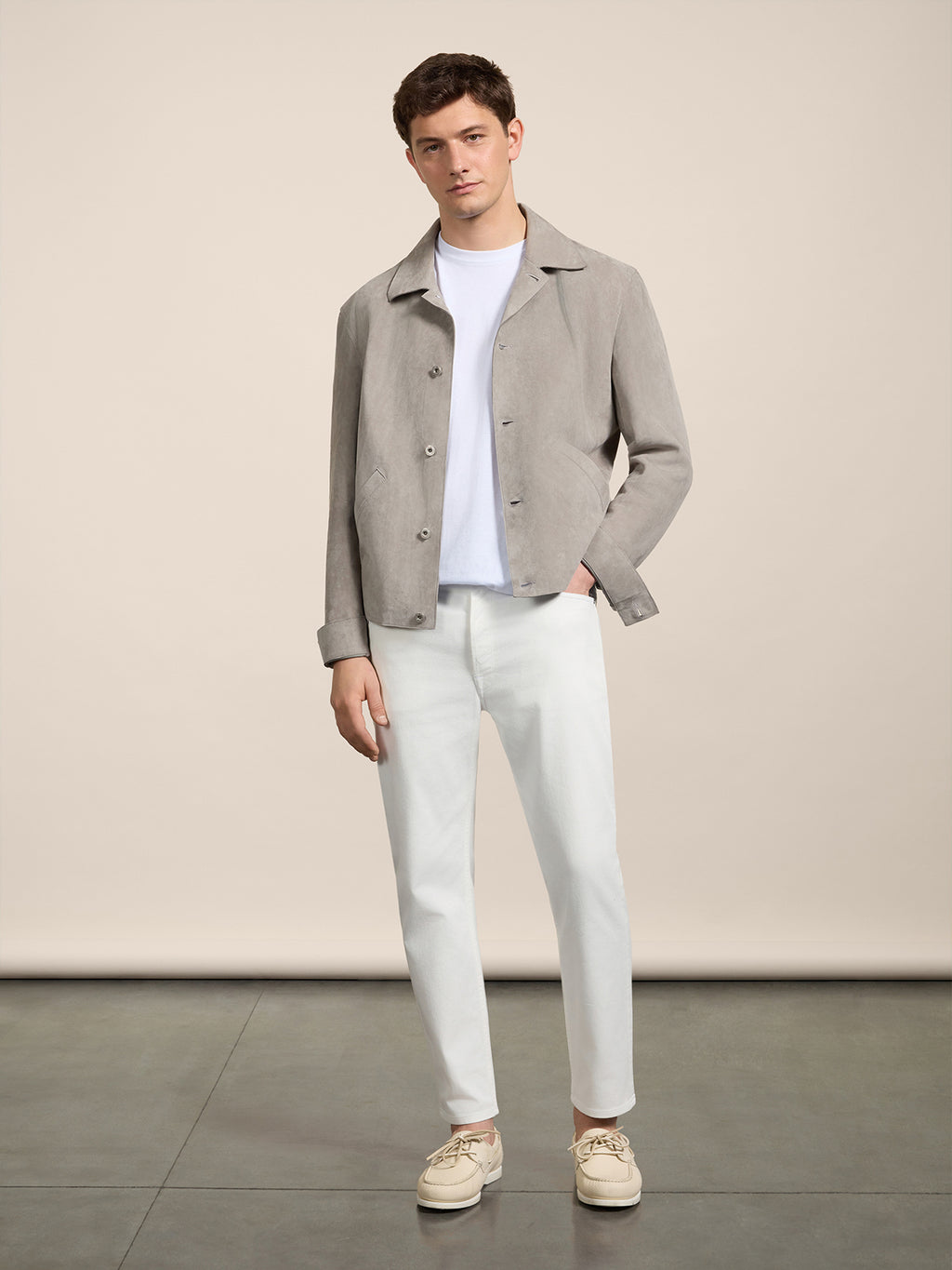 GIUBBOTTO REGULAR FIT IN CAMOSCIO GRIGIO CENERE - GRIGIO CENERE - Abbigliamento Uomo | Pence 1979