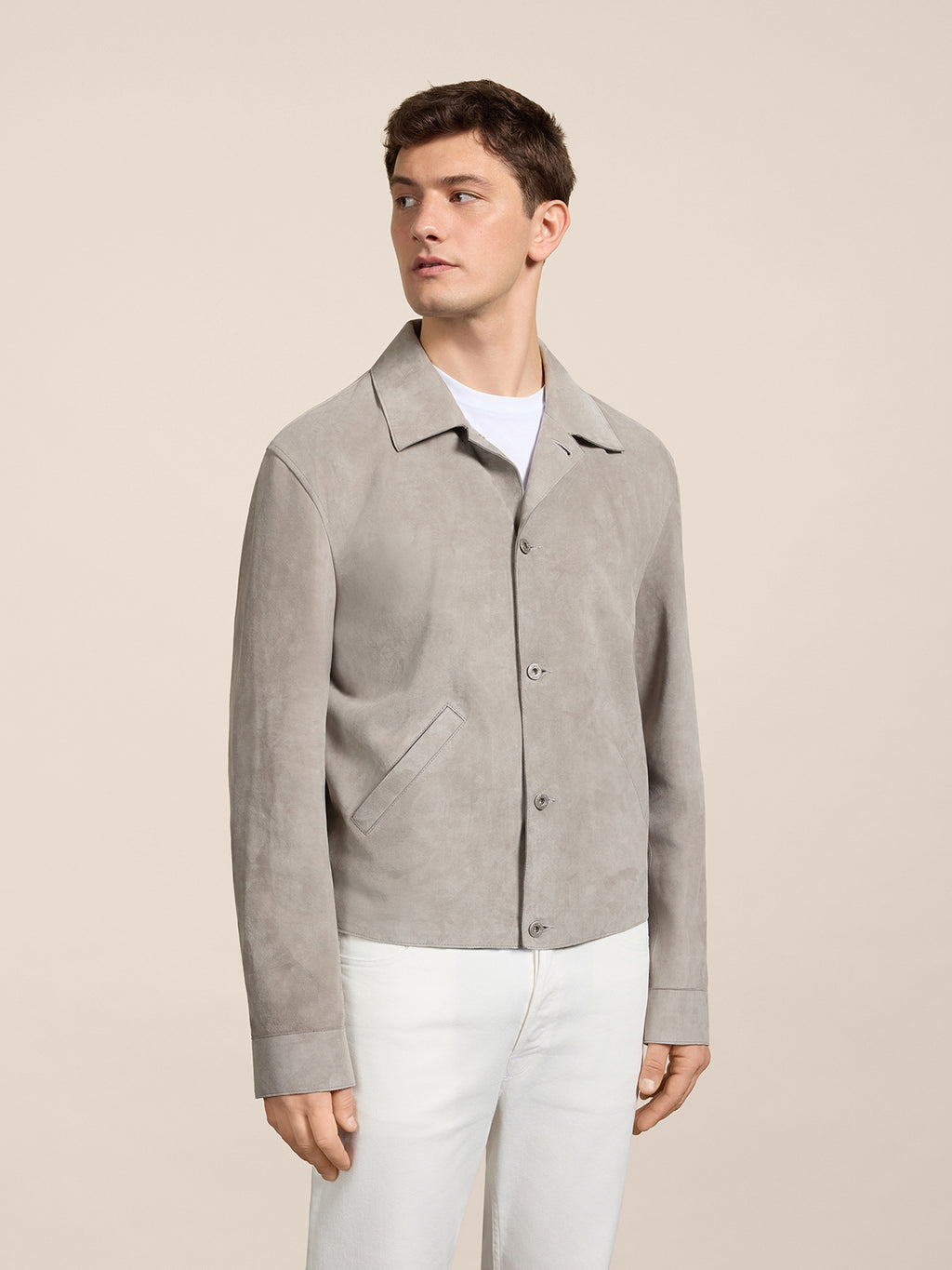 GIUBBOTTO REGULAR FIT IN CAMOSCIO GRIGIO CENERE - GRIGIO CENERE - Abbigliamento Uomo | Pence 1979