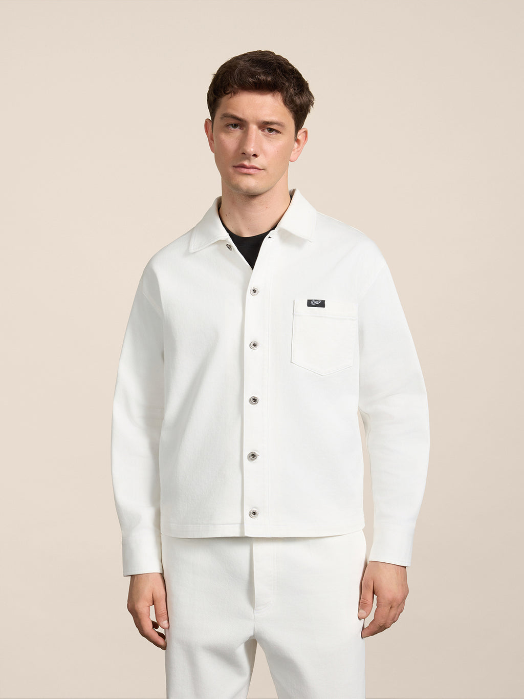 REGULAR-FIT WHITE COMFORT DENIM OVERSHIRT WITH POCKET - PURE WHITE - Men′s Clothing  | Pence 1979