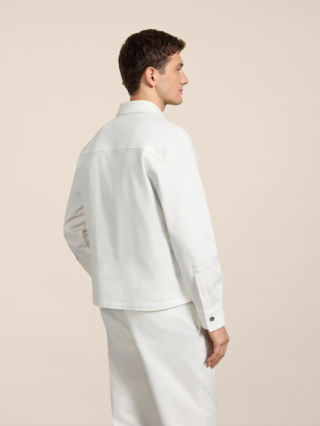 REGULAR-FIT WHITE COMFORT DENIM OVERSHIRT WITH POCKET - PURE WHITE - Men′s Clothing  | Pence 1979