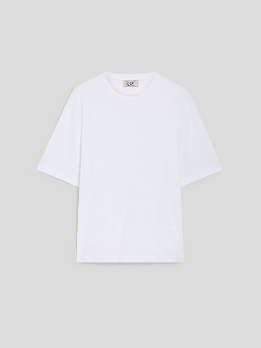 T-SHIRT GIROCOLLO OVER FIT IN COTONE BIANCO CON RICAMO - BIANCO OTTICO - Check Active | Pence 1979