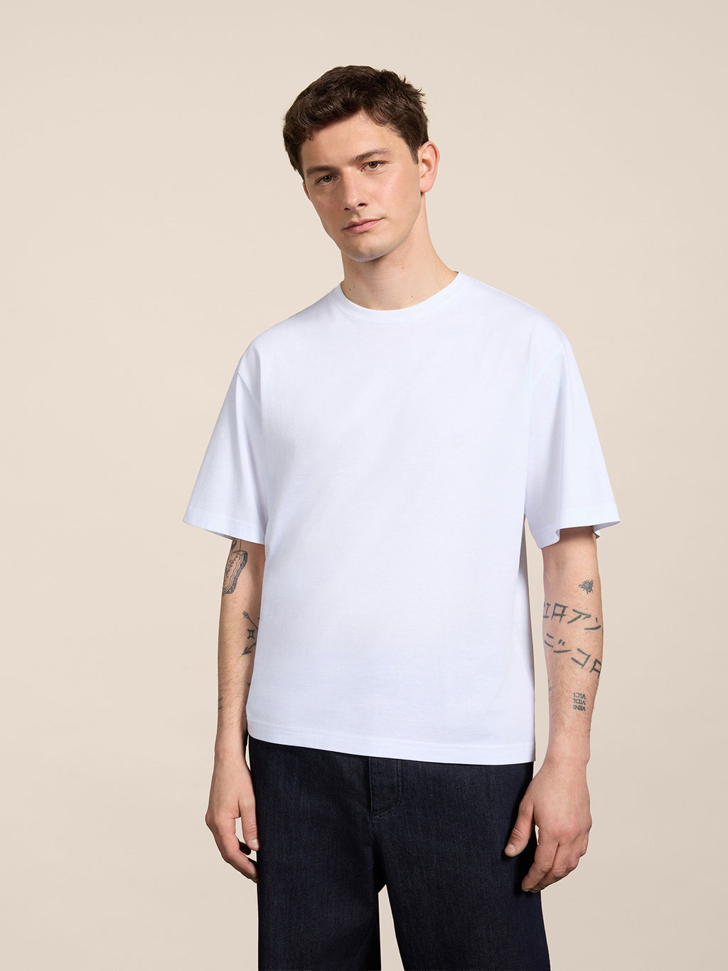 T-SHIRT GIROCOLLO OVER FIT IN COTONE BIANCO CON RICAMO - BIANCO OTTICO - Check Active | Pence 1979
