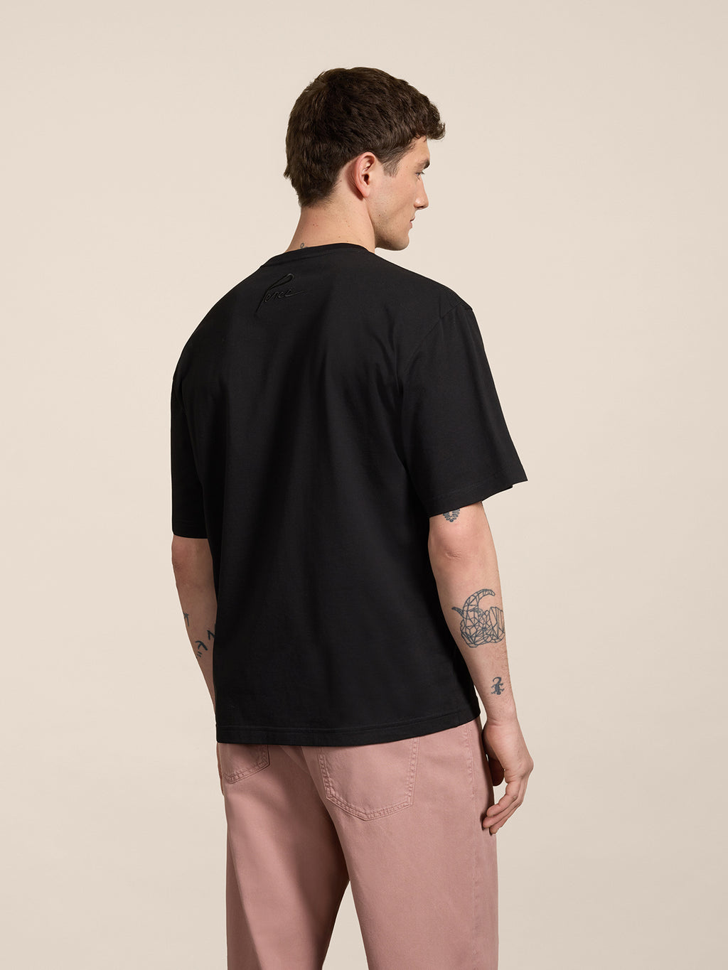 T-SHIRT GIROCOLLO OVER FIT IN COTONE NERO CON RICAMO - NERO INTENSO - Abbigliamento Uomo | Pence 1979