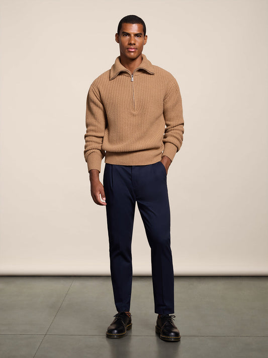 PANTALONE CHINO CON UNA PINCE IN COTONE COMFORT BLUE NAVY REGULAR FIT - BLU NAVY - Abbigliamento Uomo | Pence 1979