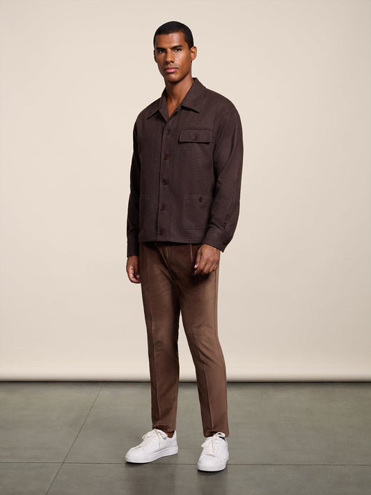 PANTALONE CHINO CON UNA PINCE IN VELLUTO LISCIO CAFFE' REGULAR FIT - CAFFE' - Abbigliamento Uomo | Pence 1979