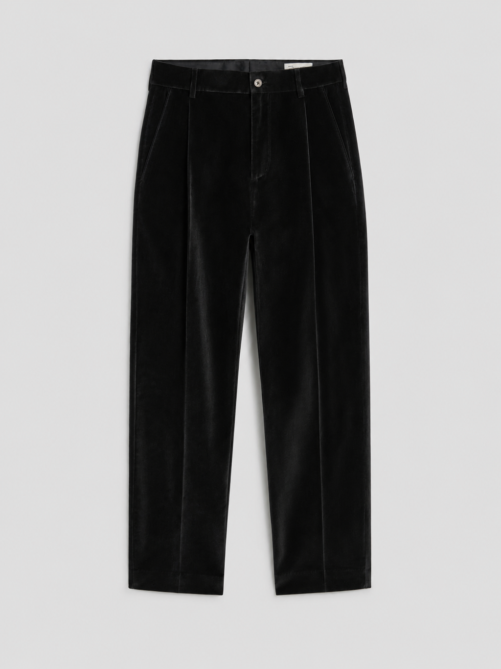 REGULAR FIT VELVET CHINO PANTS WHIT ONE PLEAT BLACK - BLACK - Check Active | Pence 1979