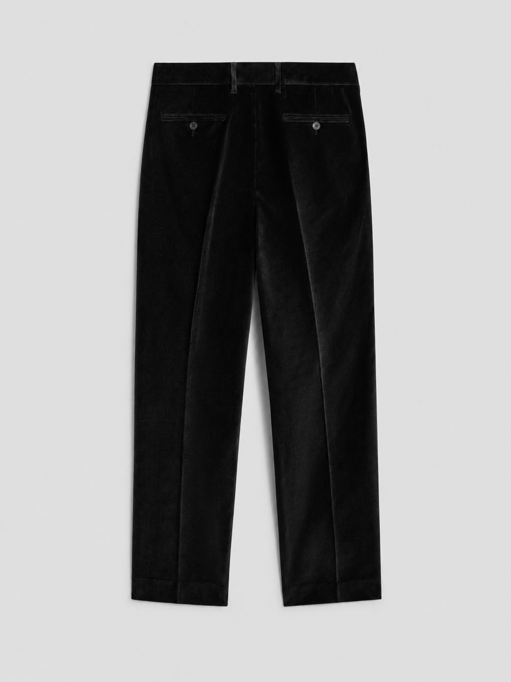 REGULAR FIT VELVET CHINO PANTS WHIT ONE PLEAT BLACK - BLACK - Check Active | Pence 1979