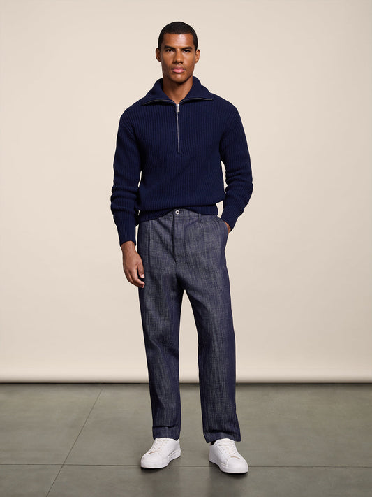 RELAXED FIT SPICY BLUE DENIM PANTS WITH WORKER DETAILS - SPICY BLUE - Check Active | Pence 1979