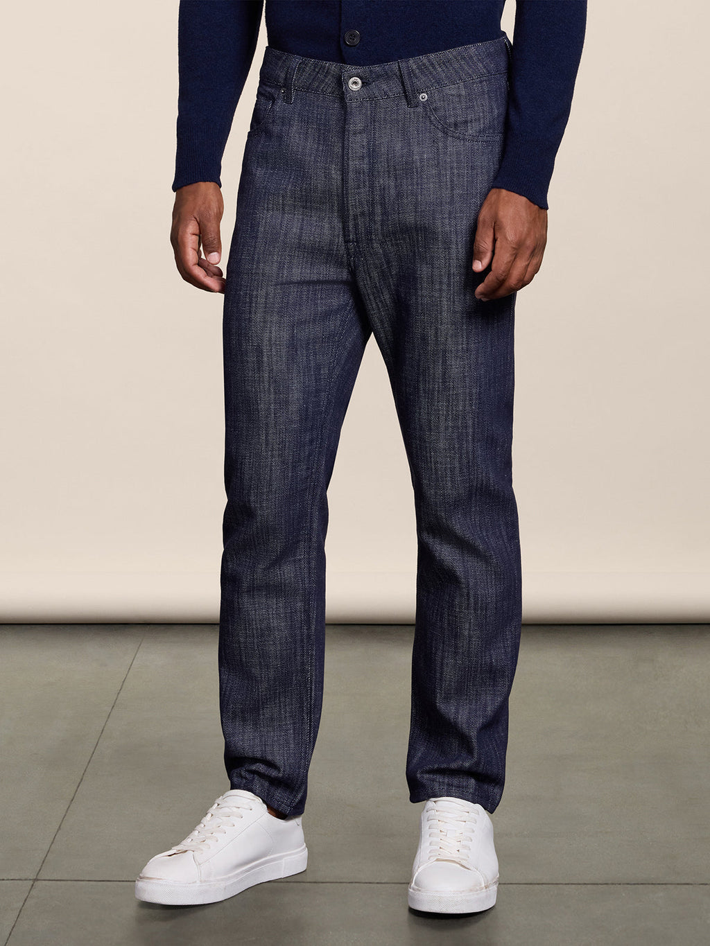 CARROT FIT SPICY BLUE DENIM FIVE POCKET PANTS - SPICY BLUE - Check Active | Pence 1979