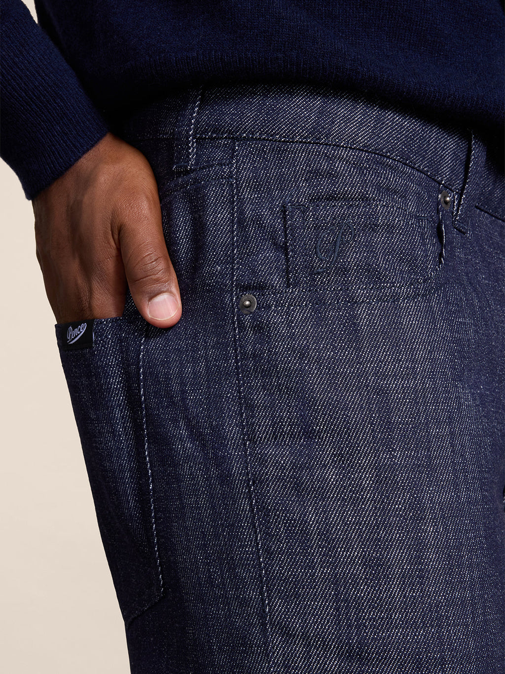 CARROT FIT SPICY BLUE DENIM FIVE POCKET PANTS - SPICY BLUE - Check Active | Pence 1979