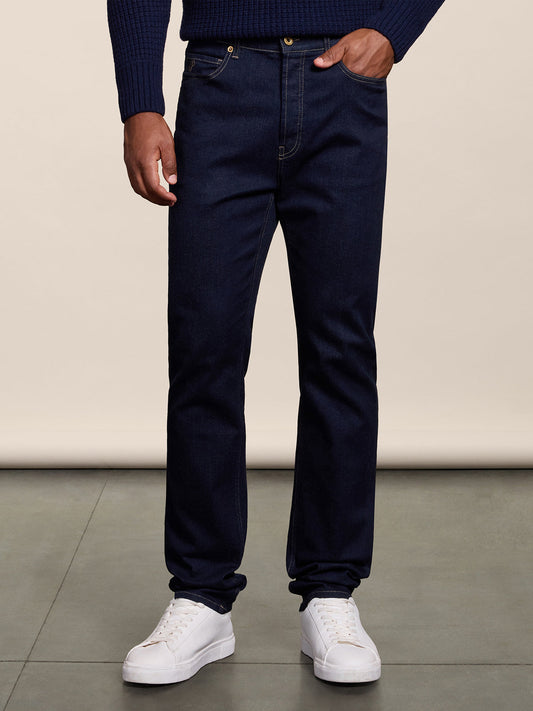 REGULAR FIT OCEAN DENIM FIVE POCKET PANTS - OCEAN - Check Active | Pence 1979