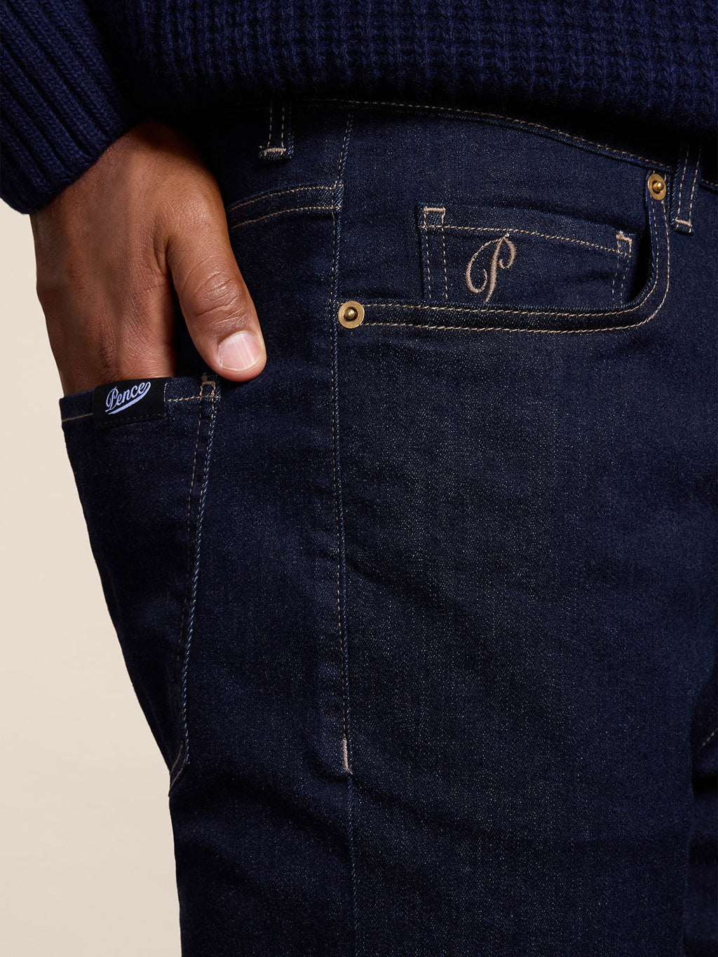 REGULAR FIT OCEAN DENIM FIVE POCKET PANTS - OCEAN - Check Active | Pence 1979