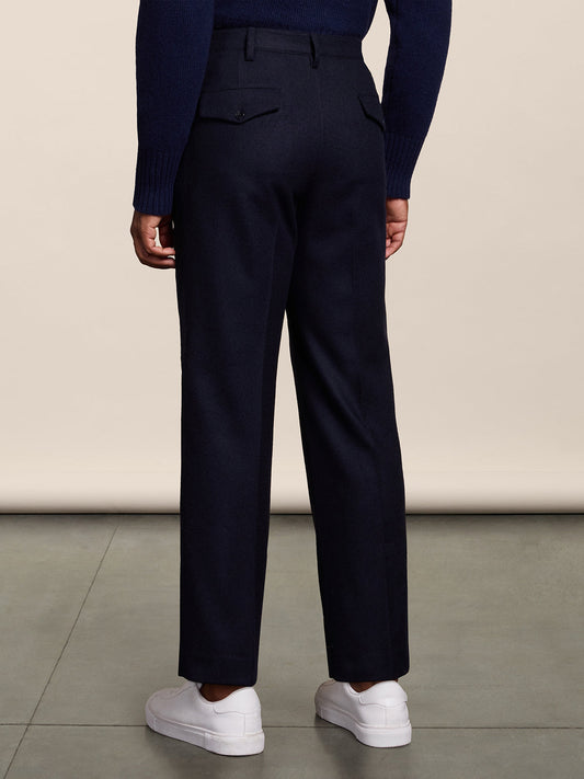 PANTALONE CHINO CON DOPPIA PINCE BLU NOTTE IN FLANELLA LOOSE FIT - BLU NOTTE - Abbigliamento Uomo | Pence 1979