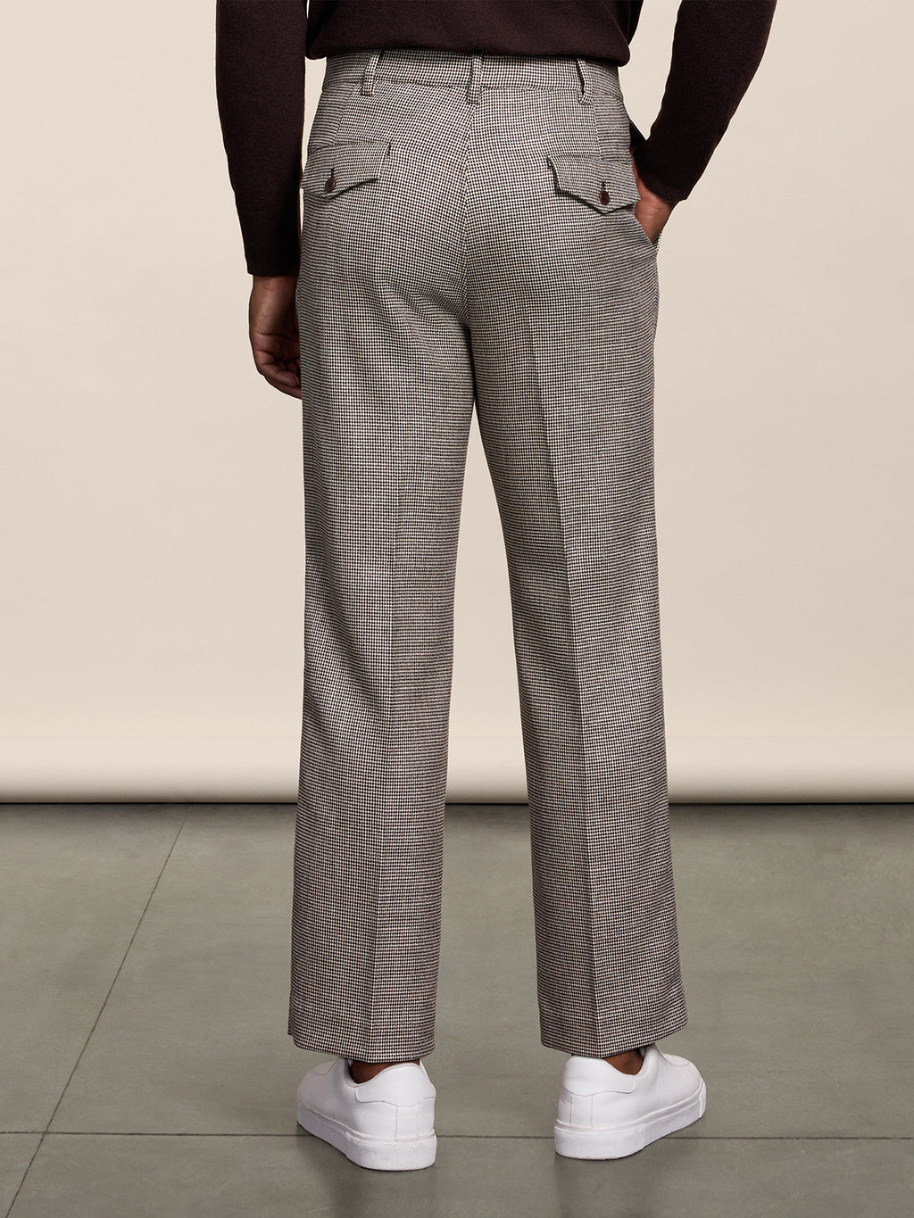 LOOSE-FIT BEIGE AND BLACK CHINO PANT WITH TWO PLEAT - BEIGE\BLACK - Check Active | Pence 1979