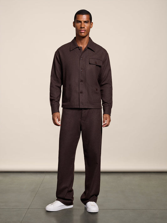 BAGGY FIT MARRON GLACE' FLANNEL FIVE POCKET PANTS - MARRON GLACE' - Check Active | Pence 1979